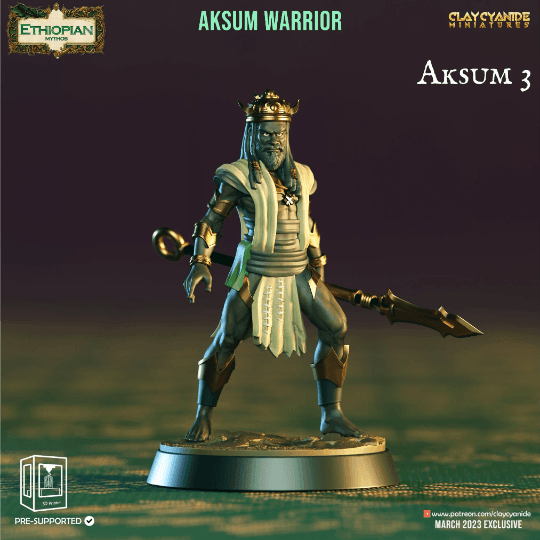 Aksum Warrior Miniature | African Fighter for Tabletop Adventures | 32mm Scale - Plague Miniatures