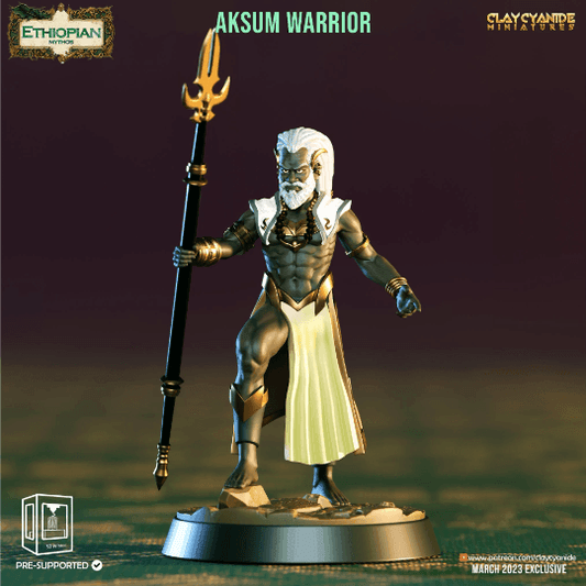 Aksum Warrior Miniature | Ethiopian Figurine for Tabletop Adventures | 32mm Scale - Plague Miniatures