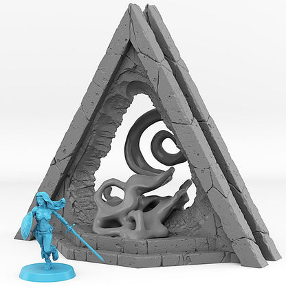 Alien Pyramid Portal Miniature | Water Effect Dungeon Terrain Prop | 28mm or 32mm Scale - Plague Miniatures