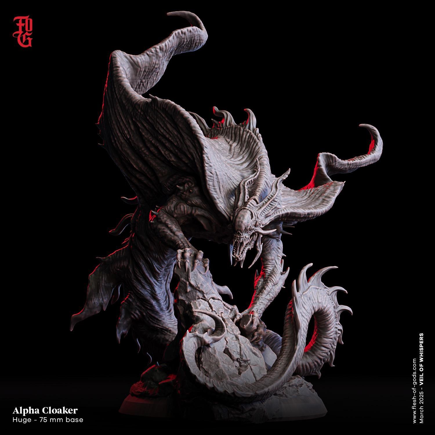 Alpha Cloaker | Undead Alien Dragon Aberration Miniature | 75mm Base - Plague Miniatures