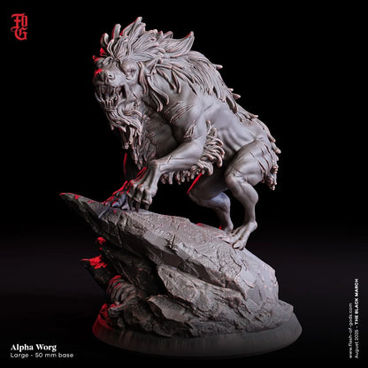 Alpha Worg | Large Wolf Beast Miniature | 50mm Base - Plague Miniatures