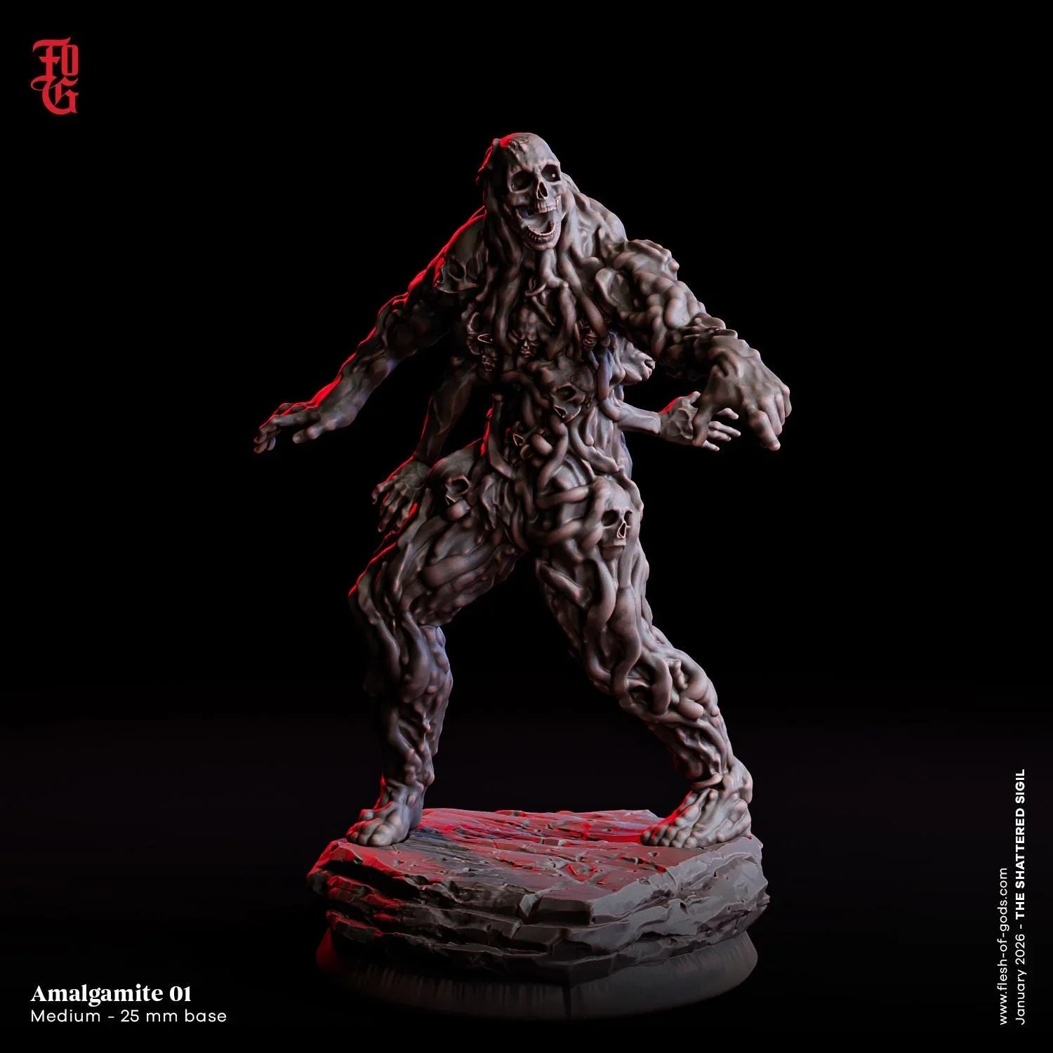 Amalgamite Brood Miniatures | Undead Aberration Monster Trio Set | 32mm Scale - Plague Miniatures