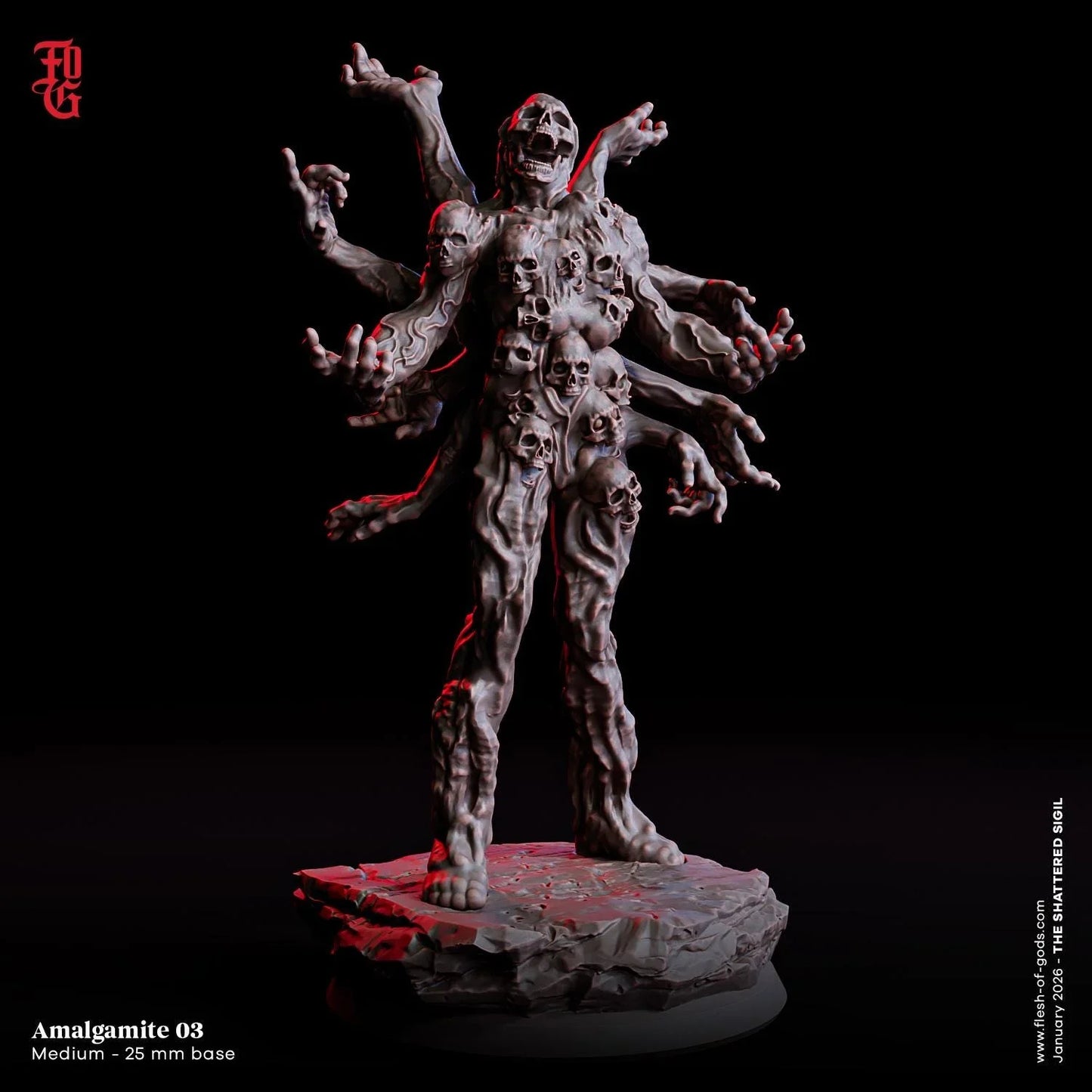 Amalgamite Brood Miniatures | Undead Aberration Monster Trio Set | 32mm Scale - Plague Miniatures