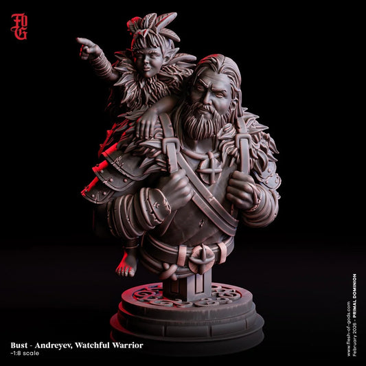 Andreyev, Watchful Warrior Bust | Human Nature Fighter Guardian Statue - Plague Miniatures