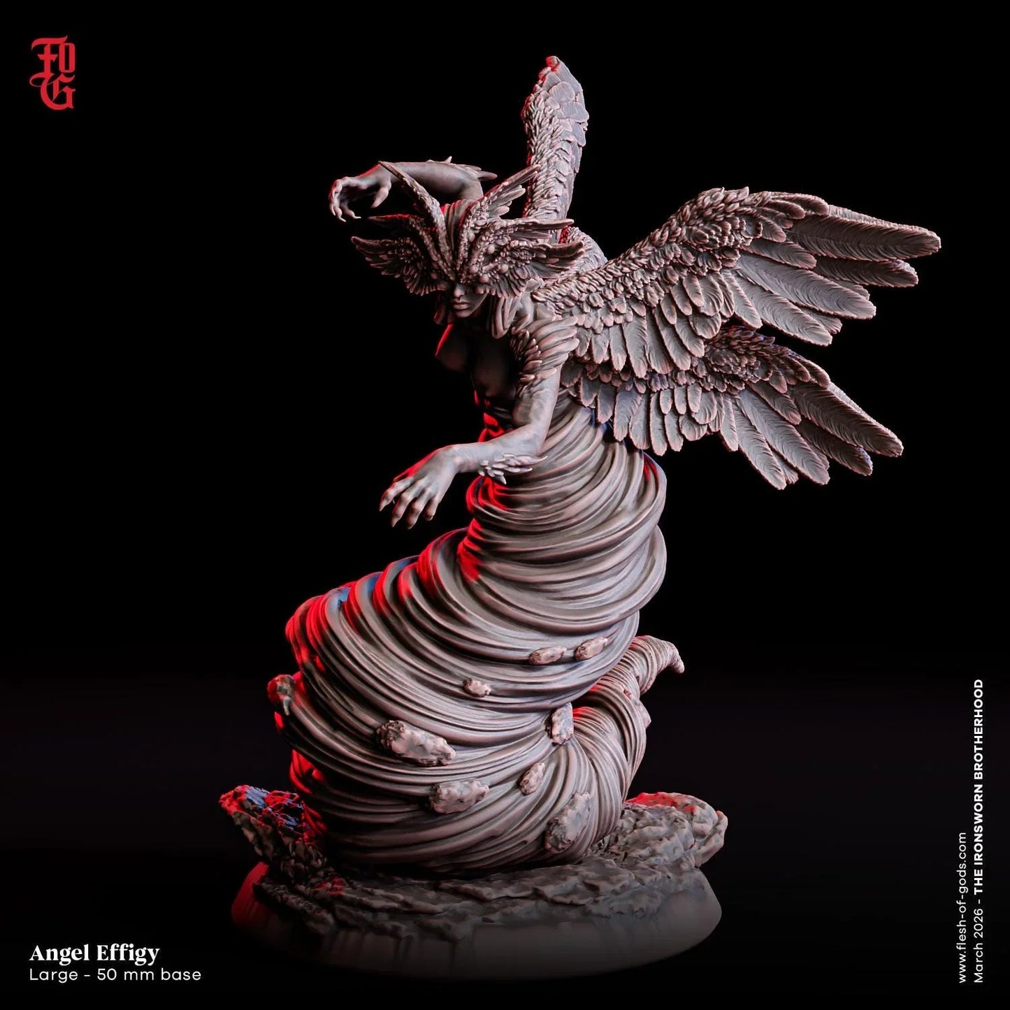 Angel Effigy Miniature | Large Primordial Celestial Monstrosity Figurine | 50mm Base - Plague Miniatures