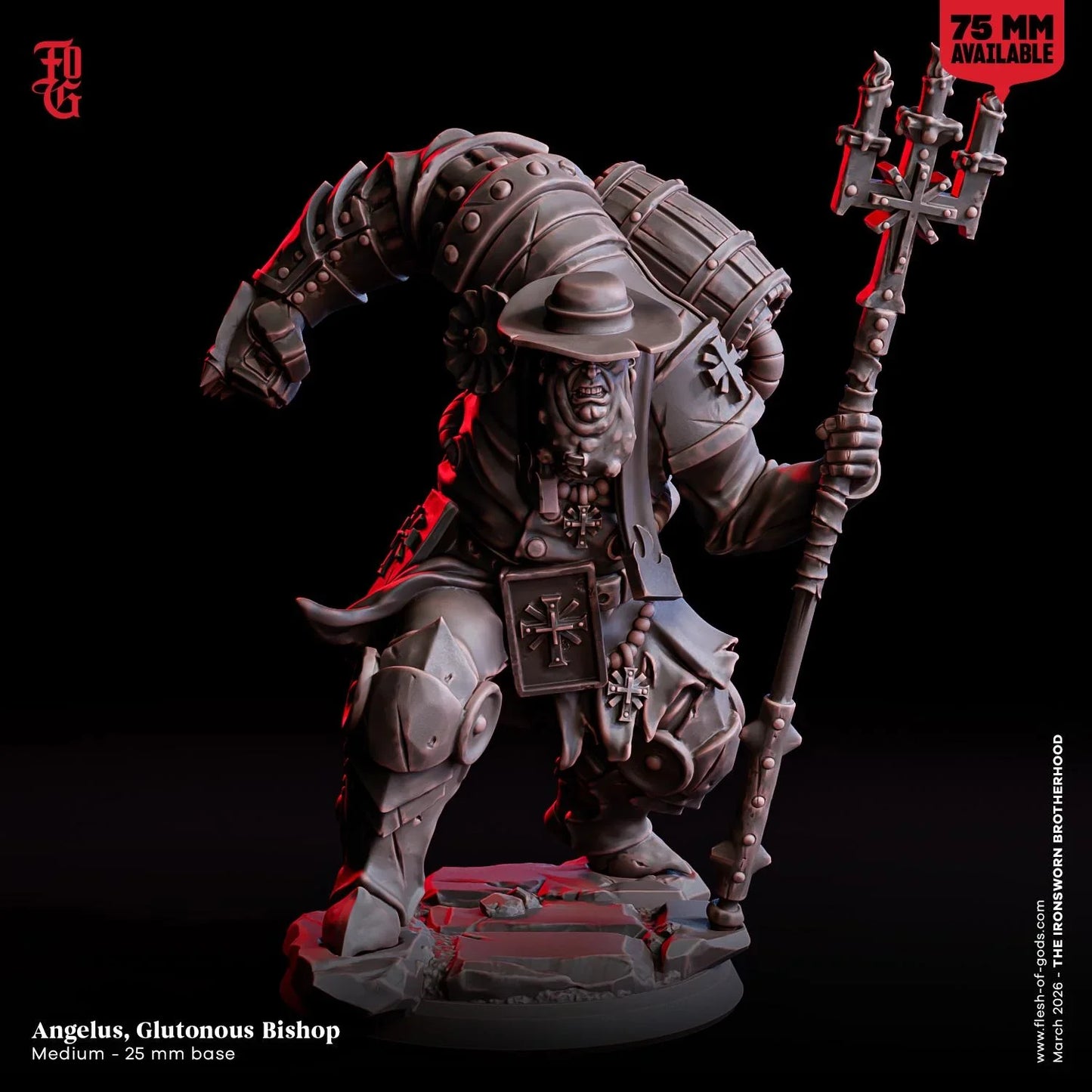 Angelus, Gluttonous Bishop Miniature | Corrupted Religious Monster Figurine | 32mm Scale or 75mm Scale - Plague Miniatures