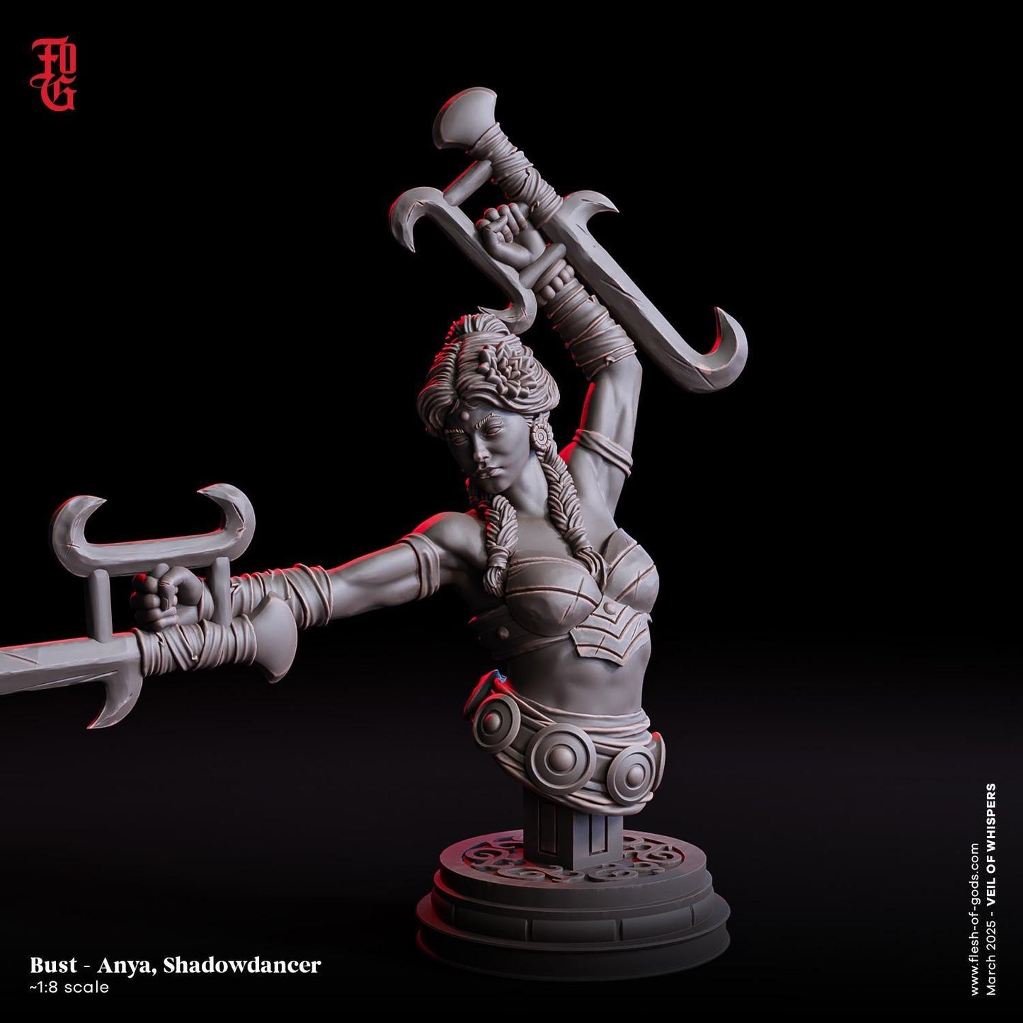 Anya, Shadowdancer | Female Monk Bust Resin Statue Decor - Plague Miniatures