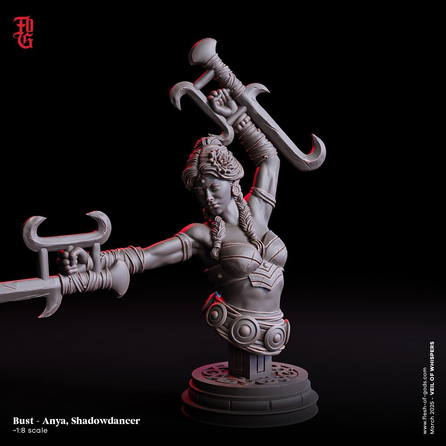 Anya, Shadowdancer | Female Monk Bust Resin Statue Decor - Plague Miniatures