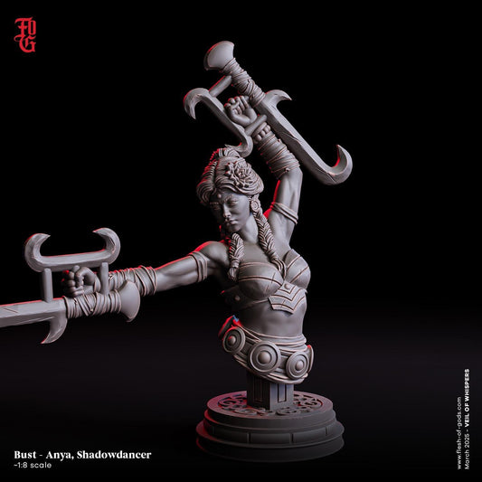 Anya, Shadowdancer | Female Monk Bust Resin Statue Decor - Plague Miniatures