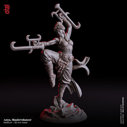 Anya, Shadowdancer | Female Monk Fighter Miniature | 32mm Scale or 75mm Scale - Plague Miniatures