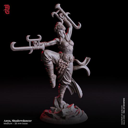 Anya, Shadowdancer | Female Monk Fighter Miniature | 32mm Scale or 75mm Scale - Plague Miniatures