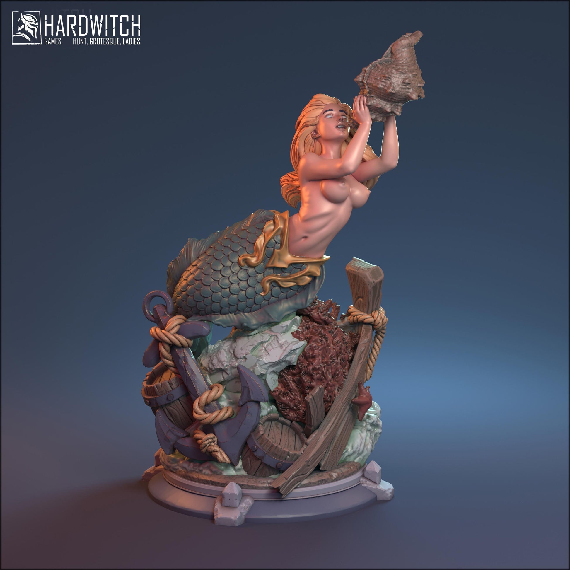 Arallia, Siren of the Depths NSFW Nude Option | Enchanting Mermaid Miniature | 32mm or 75mm - Plague Miniatures