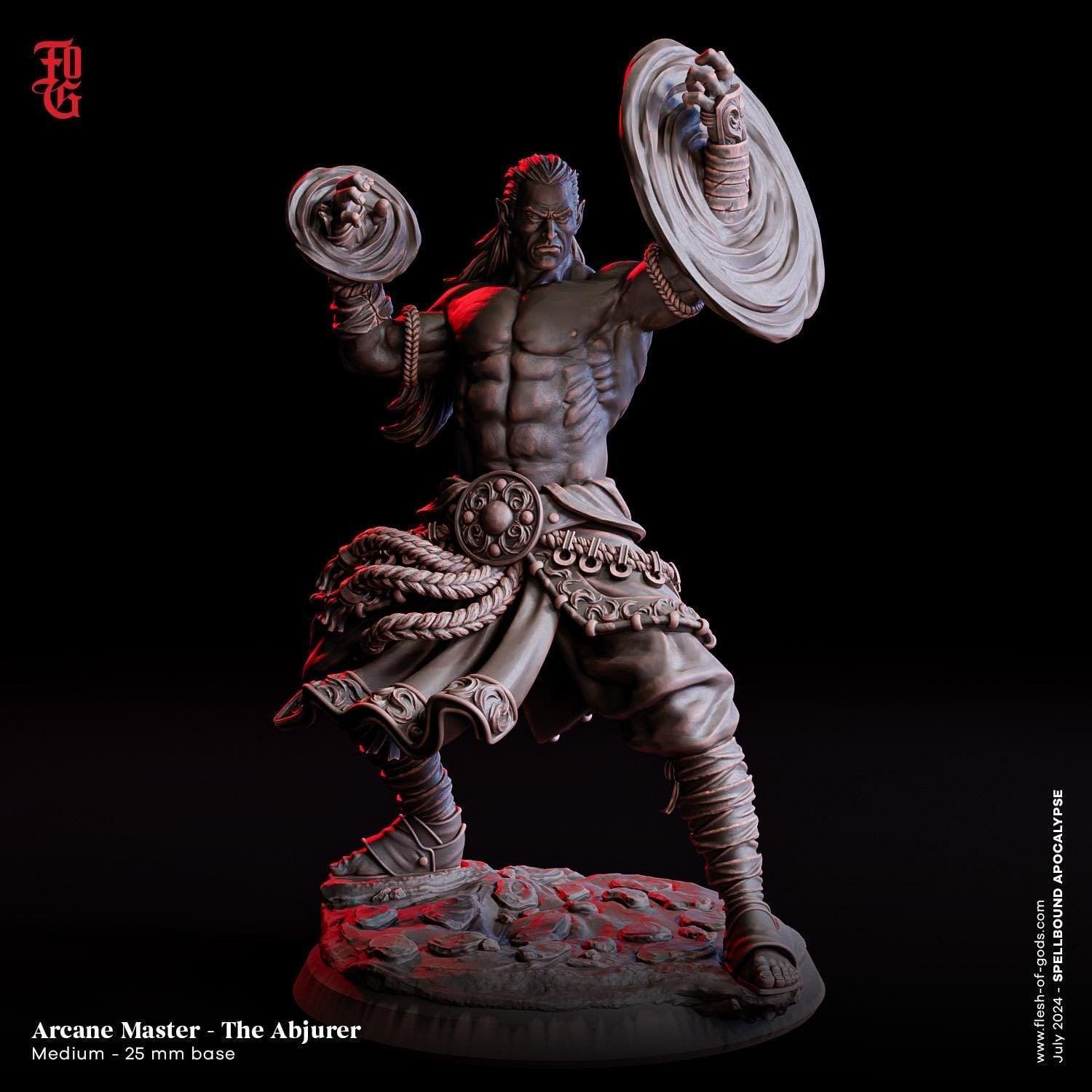 Arcane Master Abjurer Miniature | Elf Spellcaster Fighter | 32mm Scale or 75mm Scale - Plague Miniatures