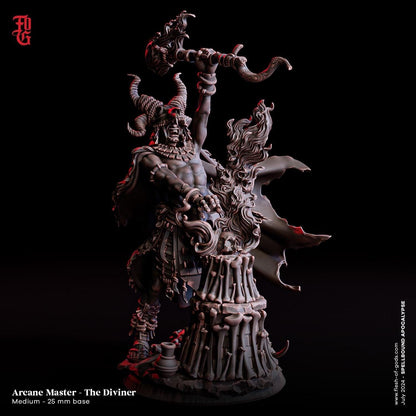 Arcane Master Diviner Miniature | Elemental Spellcaster Figurine | 32mm Scale - Plague Miniatures