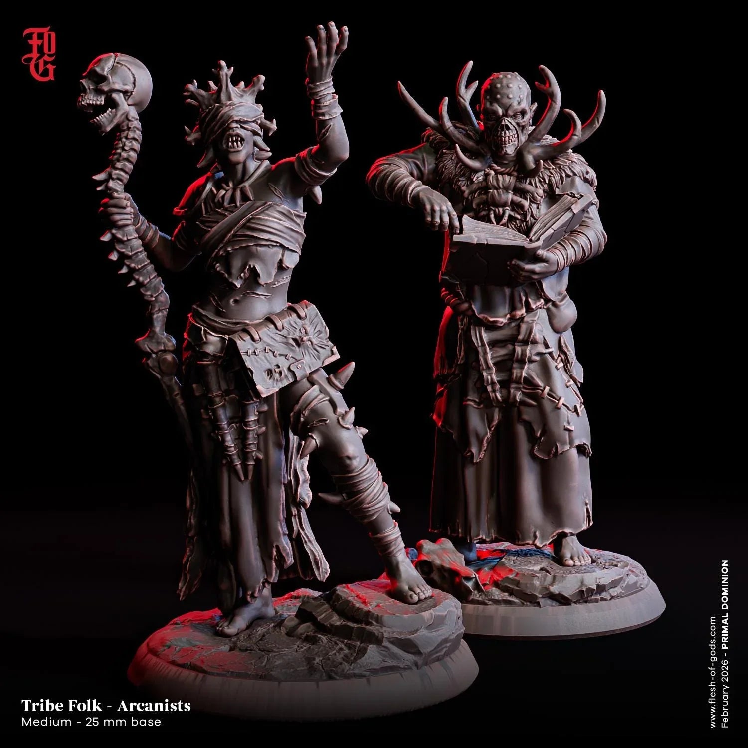 Arcanist Tribe Folk Miniature | Undead Aberration Scholar Figurine | 32mm Scale - Plague Miniatures