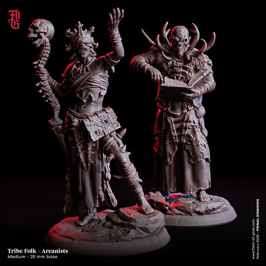 Arcanist Tribe Folk Miniature | Undead Aberration Scholar Figurine | 32mm Scale - Plague Miniatures