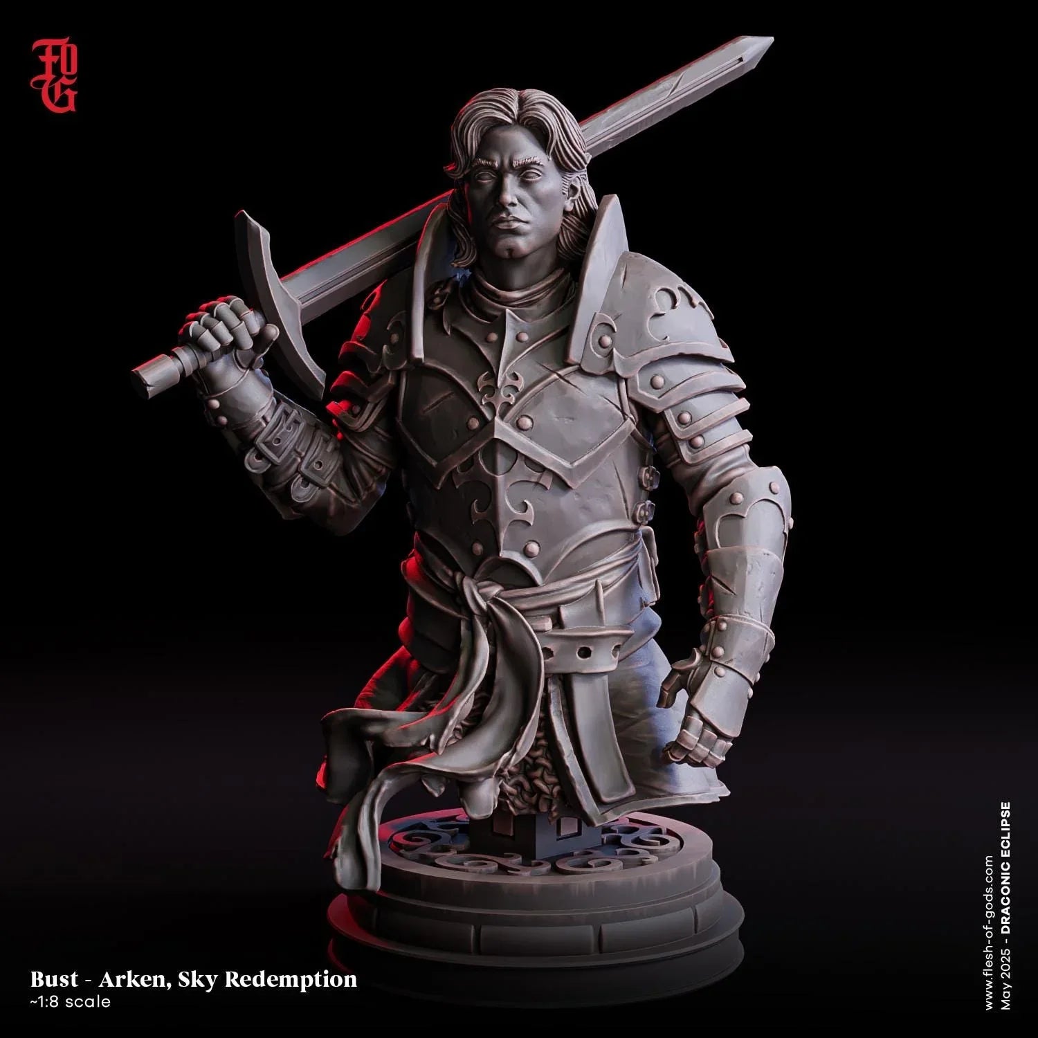 Arken, Sky Redemption (Mounted) | Human Fighter on Dragon Wyvern Miniature | 32mm Scale or 75mm Scale - Plague Miniatures