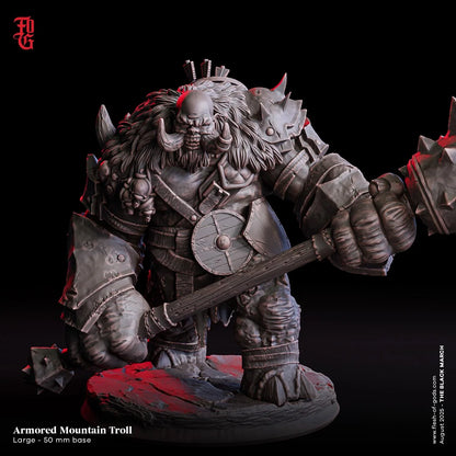 Armored Mountain Troll | Large Giant Monstrosity Miniature | 50mm Base - Plague Miniatures