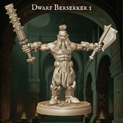Army of Dwarf Berserkers - 12 Poses | Raging Dwarf Miniatures | DnD Warrior Set - Plague Miniatures