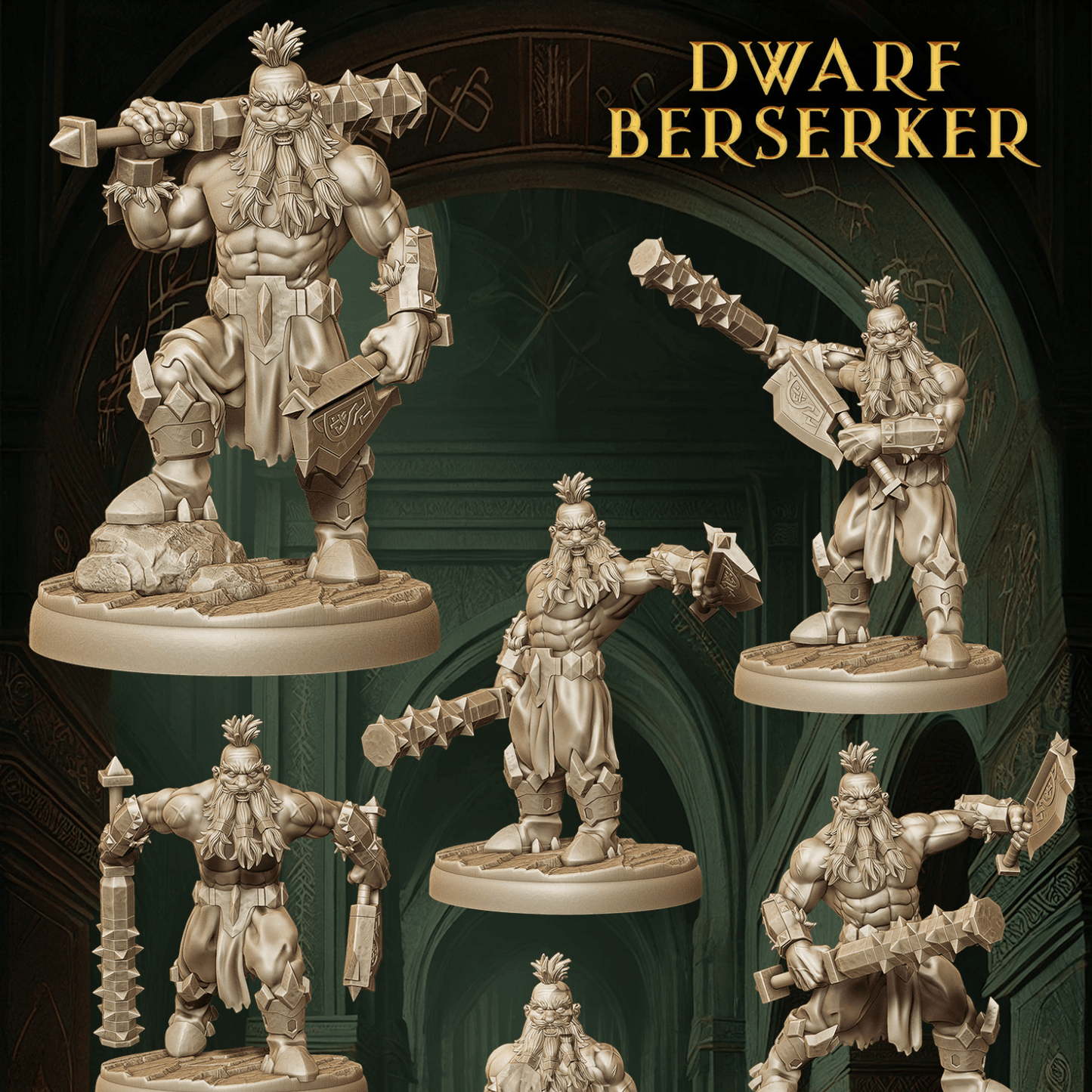 Army of Dwarf Berserkers - 12 Poses | Raging Dwarf Miniatures | DnD Warrior Set - Plague Miniatures