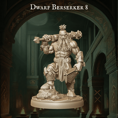 Army of Dwarf Berserkers - 12 Poses | Raging Dwarf Miniatures | DnD Warrior Set - Plague Miniatures