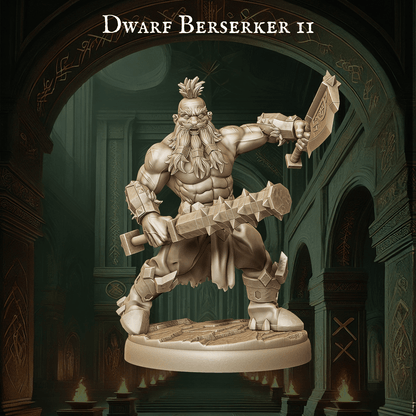 Army of Dwarf Berserkers - 12 Poses | Raging Dwarf Miniatures | DnD Warrior Set - Plague Miniatures