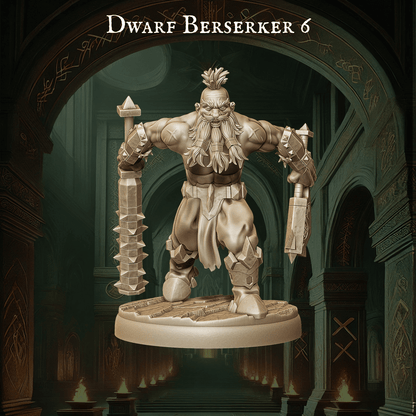 Army of Dwarf Berserkers - 12 Poses | Raging Dwarf Miniatures | DnD Warrior Set - Plague Miniatures
