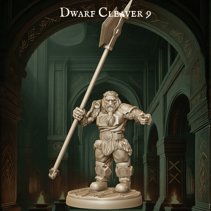 Army of Dwarf Cleavers - 12 Poses | Cleaver Wielding Dwarf Miniatures | DnD Warrior Figurines - Plague Miniatures