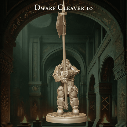 Army of Dwarf Cleavers - 12 Poses | Cleaver Wielding Dwarf Miniatures | DnD Warrior Figurines - Plague Miniatures