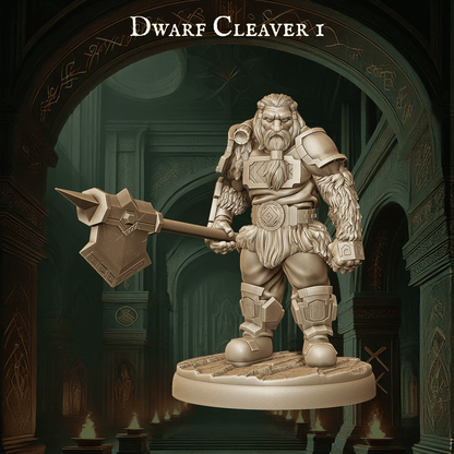 Army of Dwarf Cleavers - 12 Poses | Cleaver Wielding Dwarf Miniatures | DnD Warrior Figurines - Plague Miniatures