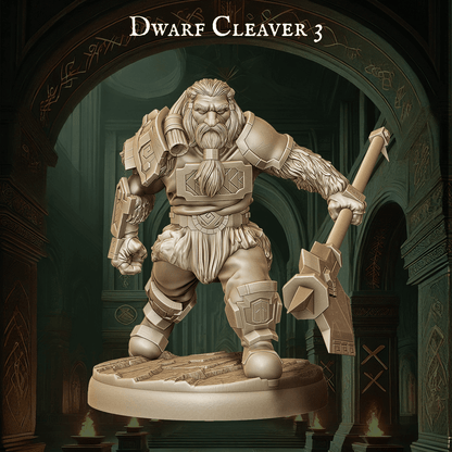 Army of Dwarf Cleavers - 12 Poses | Cleaver Wielding Dwarf Miniatures | DnD Warrior Figurines - Plague Miniatures