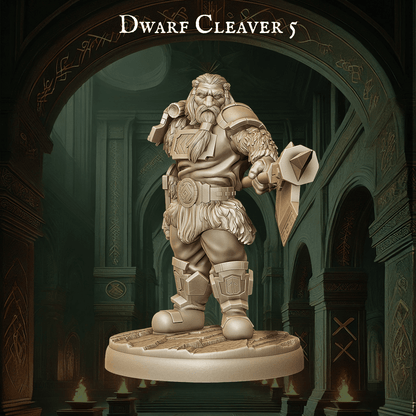 Army of Dwarf Cleavers - 12 Poses | Cleaver Wielding Dwarf Miniatures | DnD Warrior Figurines - Plague Miniatures