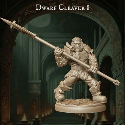 Army of Dwarf Cleavers - 12 Poses | Cleaver Wielding Dwarf Miniatures | DnD Warrior Figurines - Plague Miniatures