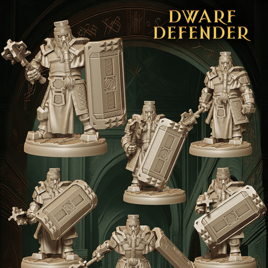 Army of Dwarf Defenders - 12 Poses | Shielded Dwarf Miniatures | DnD Warrior Protectors - Plague Miniatures
