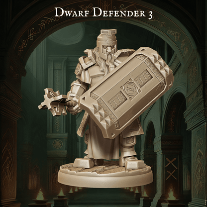 Army of Dwarf Defenders - 12 Poses | Shielded Dwarf Miniatures | DnD Warrior Protectors - Plague Miniatures