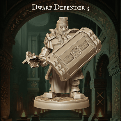 Army of Dwarf Defenders - 12 Poses | Shielded Dwarf Miniatures | DnD Warrior Protectors - Plague Miniatures