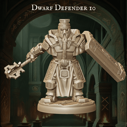 Army of Dwarf Defenders - 12 Poses | Shielded Dwarf Miniatures | DnD Warrior Protectors - Plague Miniatures