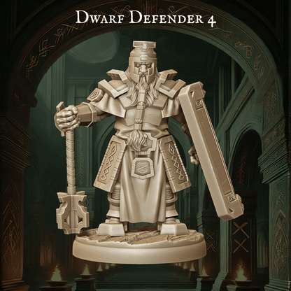 Army of Dwarf Defenders - 12 Poses | Shielded Dwarf Miniatures | DnD Warrior Protectors - Plague Miniatures