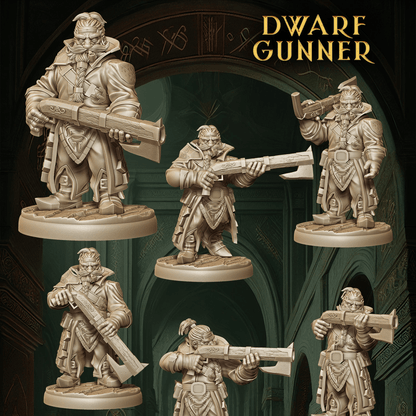Army of Dwarf Gunners - 12 Poses | Firearm-Wielding Dwarf Miniatures | DnD Dwarf Ranger - Plague Miniatures