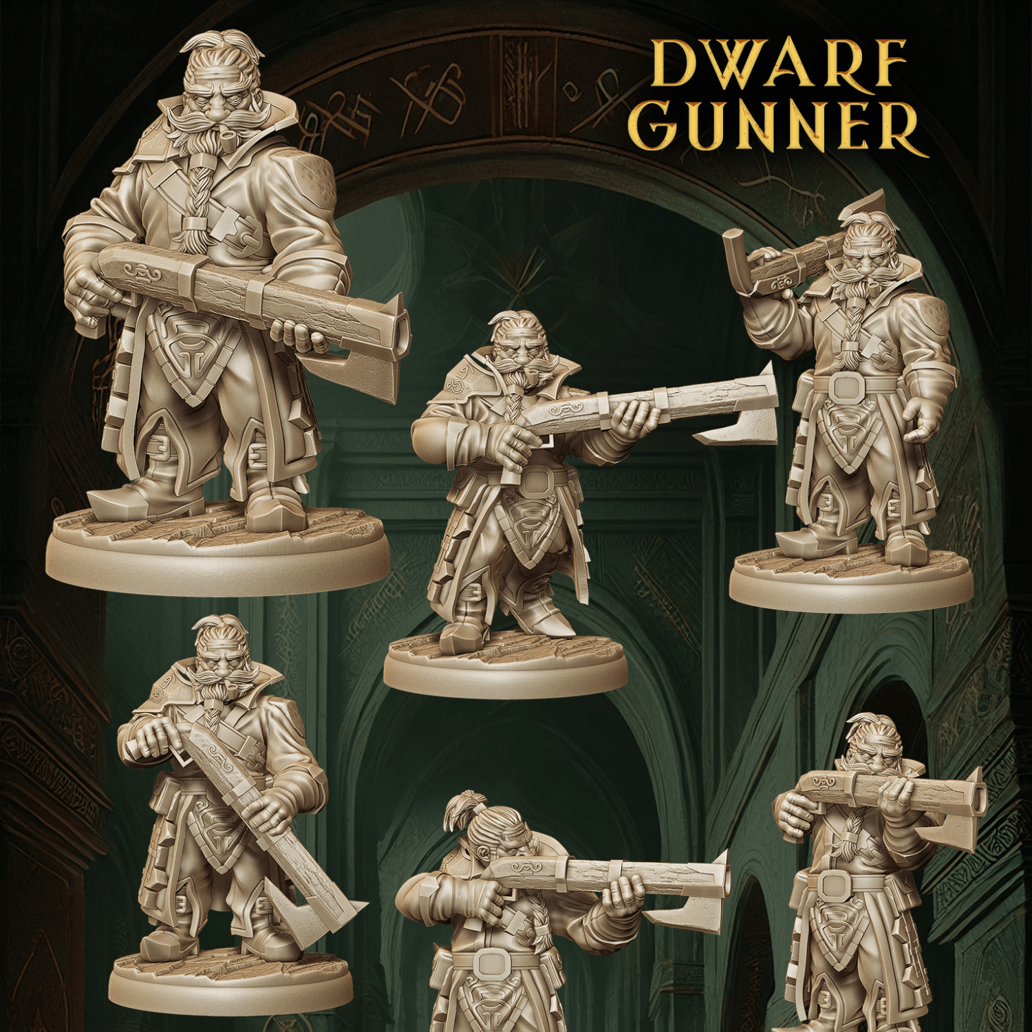 Army of Dwarf Gunners - 12 Poses | Firearm-Wielding Dwarf Miniatures | DnD Dwarf Ranger - Plague Miniatures
