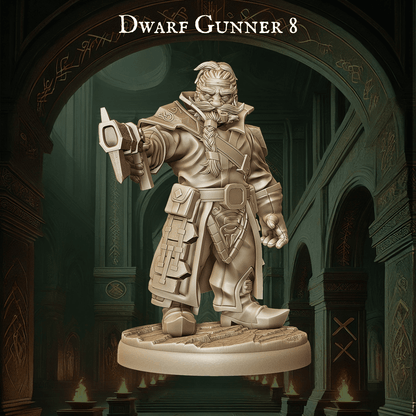 Army of Dwarf Gunners - 12 Poses | Firearm-Wielding Dwarf Miniatures | DnD Dwarf Ranger - Plague Miniatures