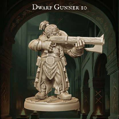 Army of Dwarf Gunners - 12 Poses | Firearm-Wielding Dwarf Miniatures | DnD Dwarf Ranger - Plague Miniatures