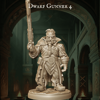 Army of Dwarf Gunners - 12 Poses | Firearm-Wielding Dwarf Miniatures | DnD Dwarf Ranger - Plague Miniatures