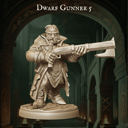 Army of Dwarf Gunners - 12 Poses | Firearm-Wielding Dwarf Miniatures | DnD Dwarf Ranger - Plague Miniatures