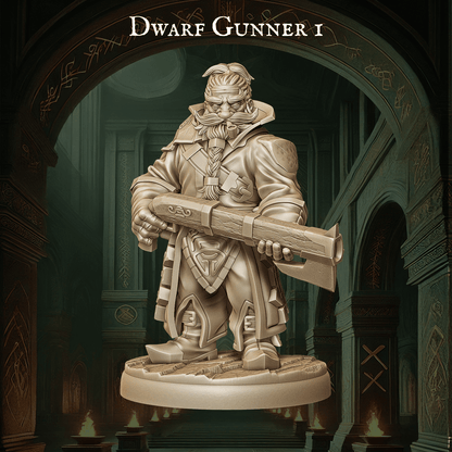 Army of Dwarf Gunners - 12 Poses | Firearm-Wielding Dwarf Miniatures | DnD Dwarf Ranger - Plague Miniatures