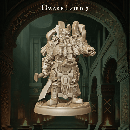 Army of Dwarf Lords - 12 Poses | Noble Dwarf Miniatures | DnD Commander Wargaming Set - Plague Miniatures