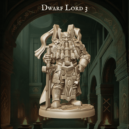 Army of Dwarf Lords - 12 Poses | Noble Dwarf Miniatures | DnD Commander Wargaming Set - Plague Miniatures