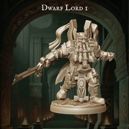 Army of Dwarf Lords - 12 Poses | Noble Dwarf Miniatures | DnD Commander Wargaming Set - Plague Miniatures