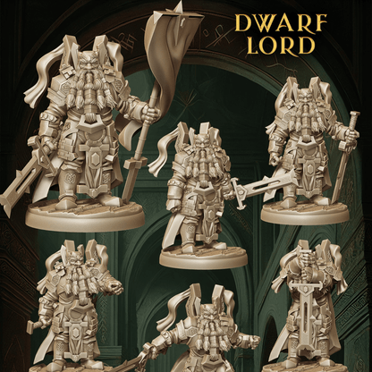 Army of Dwarf Lords - 12 Poses | Noble Dwarf Miniatures | DnD Commander Wargaming Set - Plague Miniatures