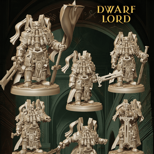 Army of Dwarf Lords - 12 Poses | Noble Dwarf Miniatures | DnD Commander Wargaming Set - Plague Miniatures